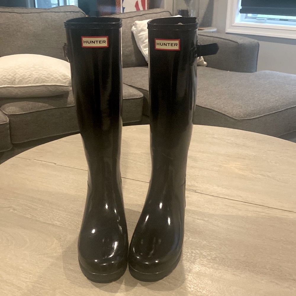 Hunter black rain boots size 7